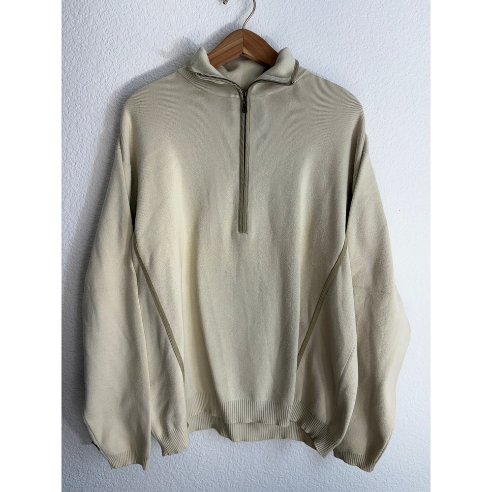 Tommy Bahama Quarter 1/4 Zip Pullover Sweater Size Medium beige
